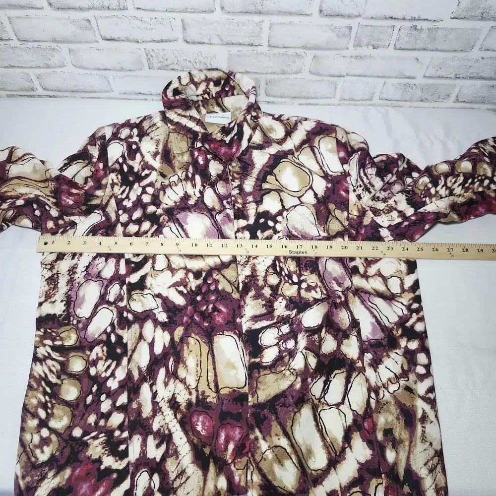 Alfred Dunner Womens Blazer Size 20 Burgundy Multi Print
